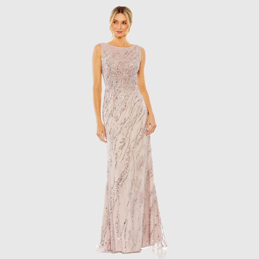 Mac Duggal Blush Sequin Maxi Gown